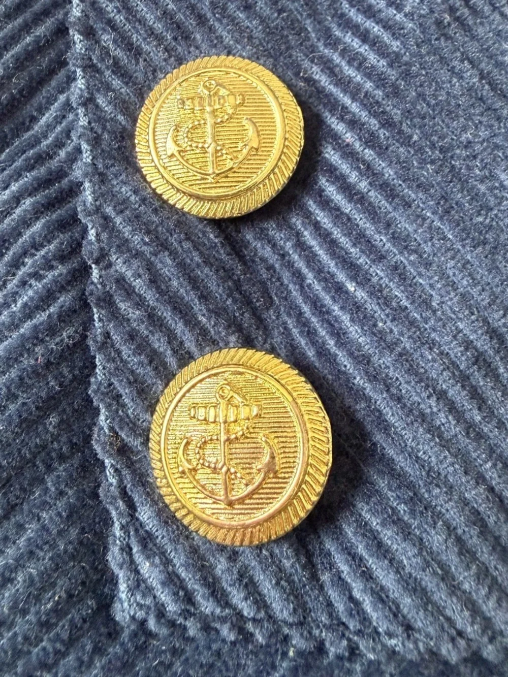 Vintage 2007 Max-A-Million Dog Peacoat XS Royal Blue Corduroy Gold Buttons NWT